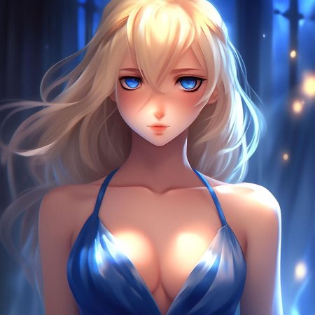 Аниме девушка блондинка с голубыми глазами