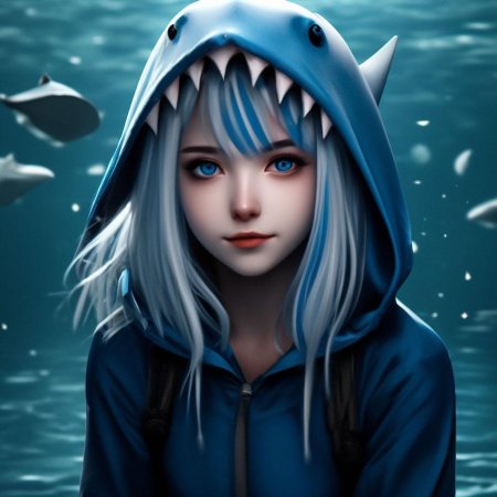 Девочка акула аниме