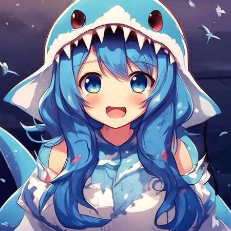 Аниме девочка в костюме акулы