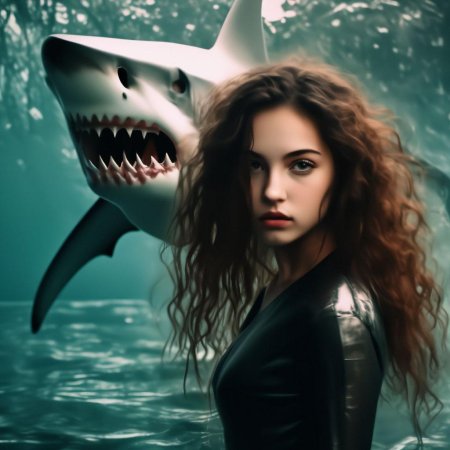 Девушка в пасти акулы