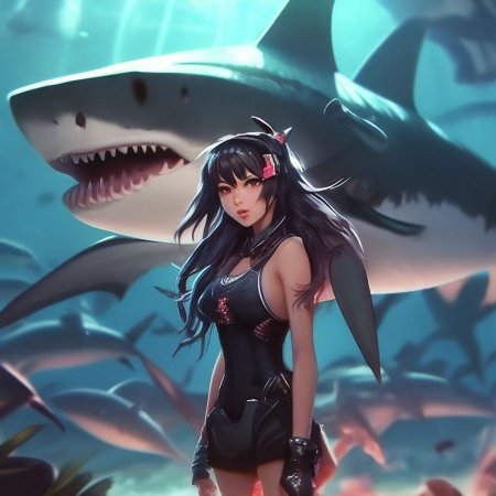 Девушка с акулой