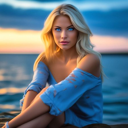 Девушка блондинка с голубыми глазами