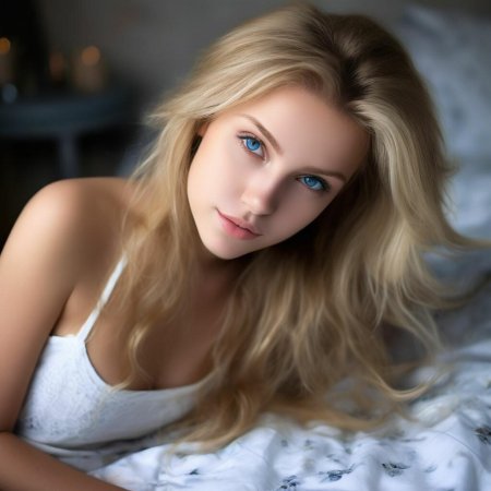 Красивая девушка блондинка с голубыми глазами
