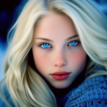 Девочка блондинка с голубыми глазами