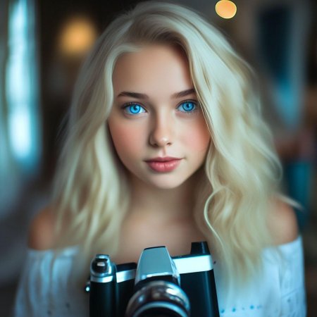 Девушка блондинка с голубыми глазами