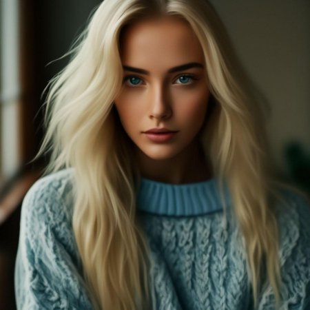 Модель блондинка с голубыми глазами
