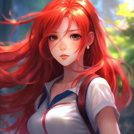 Девушка с красными волосами аниме