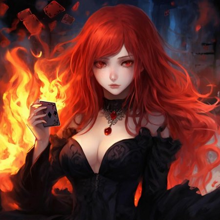 Арт девушка с красными волосами