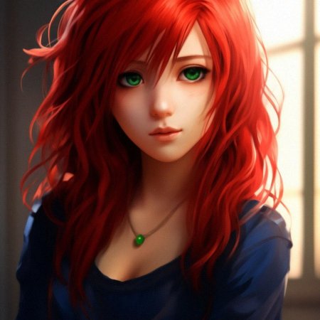 Красивая рыжая девушка с зелеными глазами