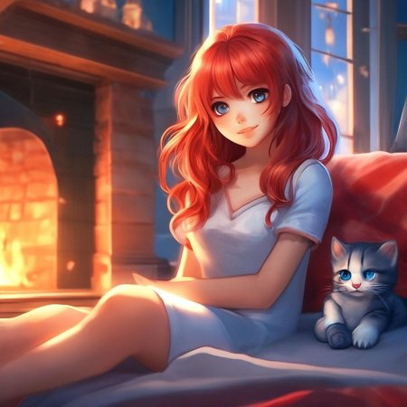 Рыжая девушка аниме