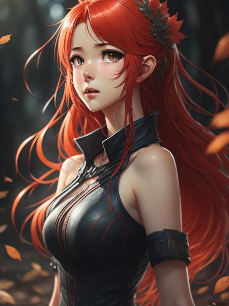 Аниме девушка с красными волосами