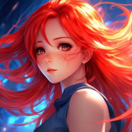 Аниме девочка с красными волосами