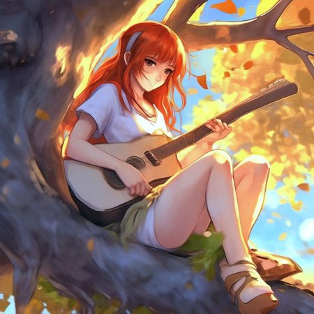 Аниме девушка с гитарой