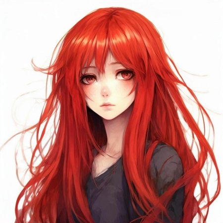 Девушка с красными волосами аниме
