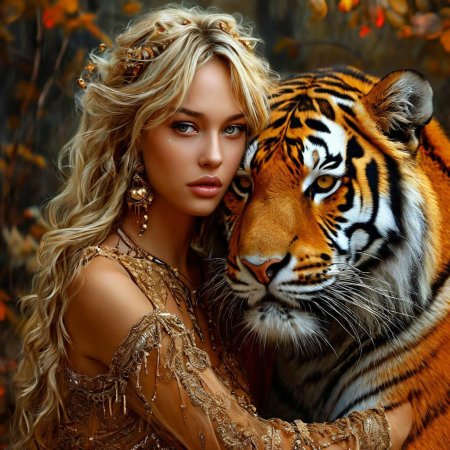 Девушка с тигром