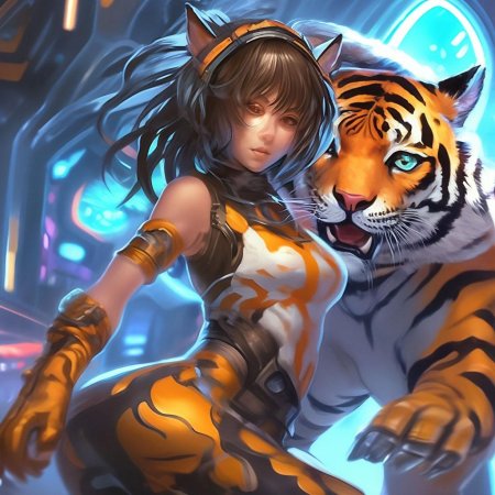 Аниме девушка тигр