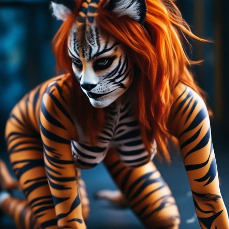 Макияж тигр