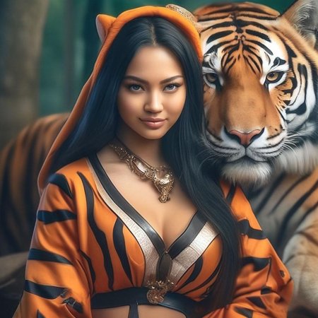 Девушка с тигром