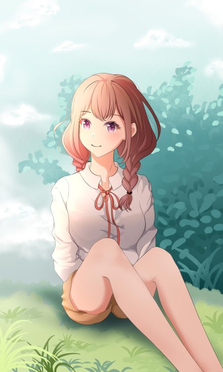 Аниме девушка с косичками