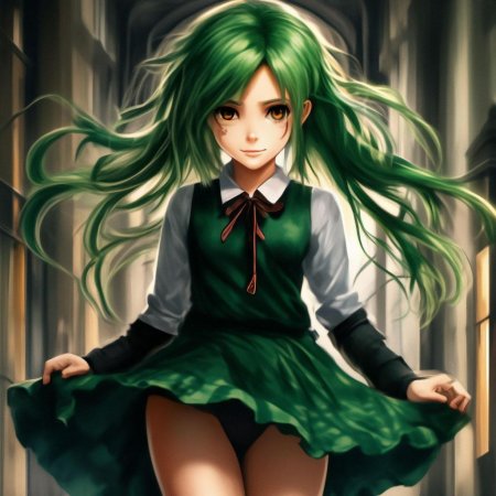 Аниме девушка с зелеными волосами
