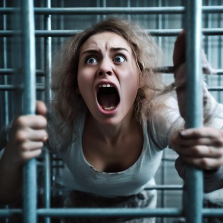 Девушка за решеткой
