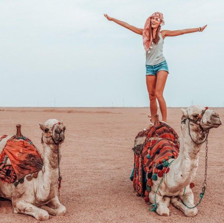 Туристка на верблюде