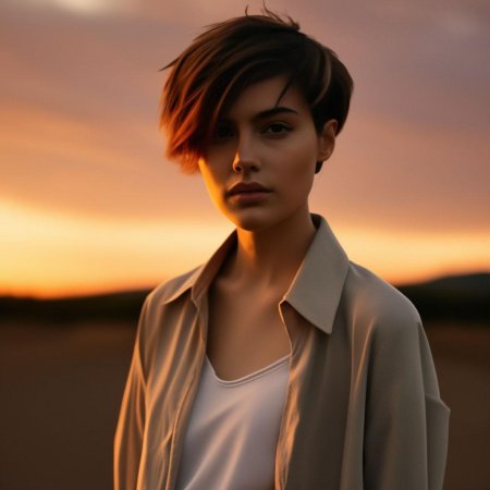 Красивая девушка с короткой стрижкой