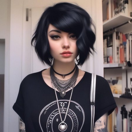 Девушка с короткими черными волосами