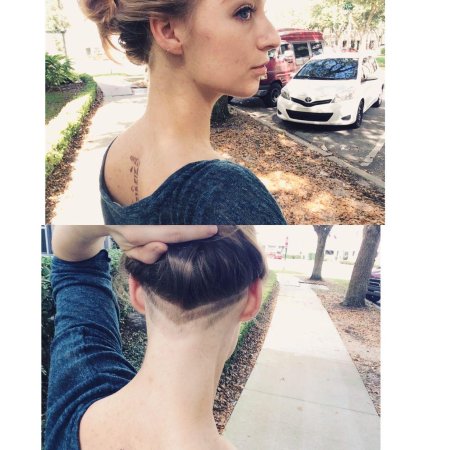 Бритый затылок на длинные волосы