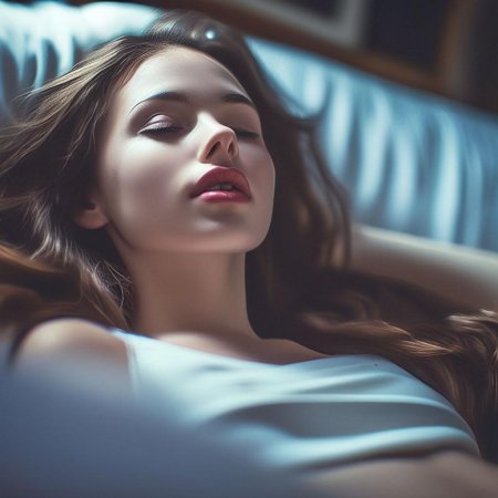 Девушка лежит на кровати