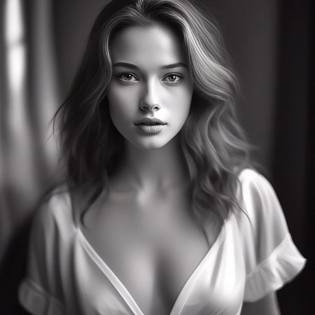 Черно белый портрет девушки