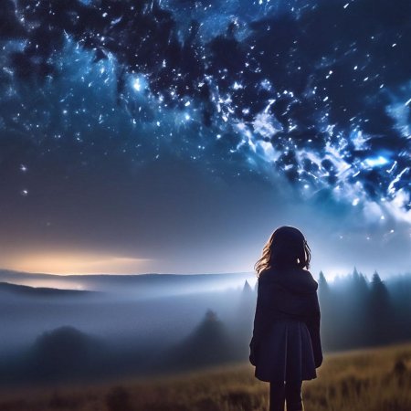 Девушка смотрит на небо