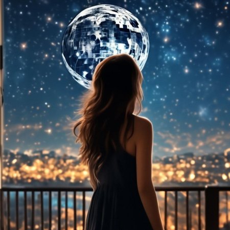 Ночное небо со звездами и луной