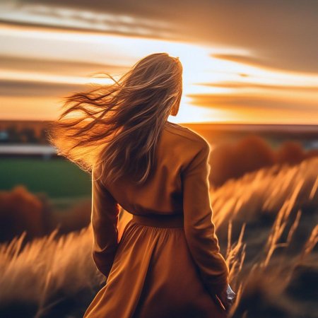 Закат и девушка