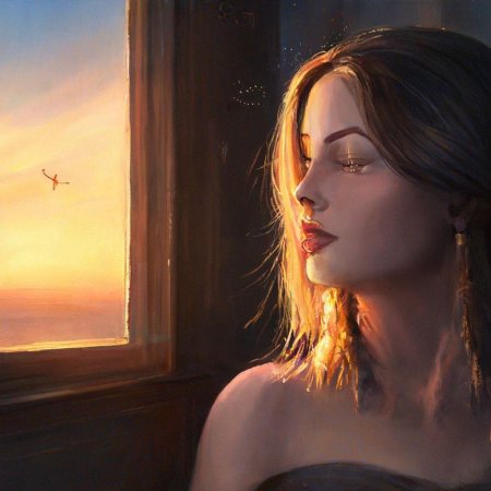 Женщина смотрит в окно