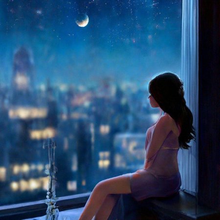 Девушка смотрит в окно