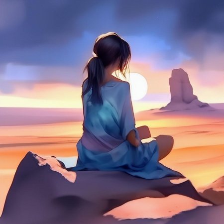 Девушка сидит на берегу моря