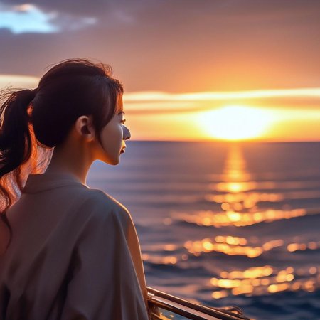 Девушка смотрит на море