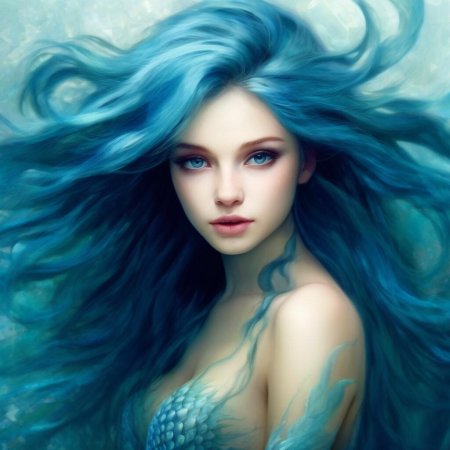 С голубыми волосами