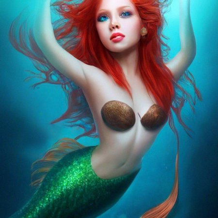 Русалка с красными волосами