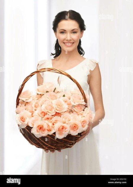 Фотосессия с корзиной цветов