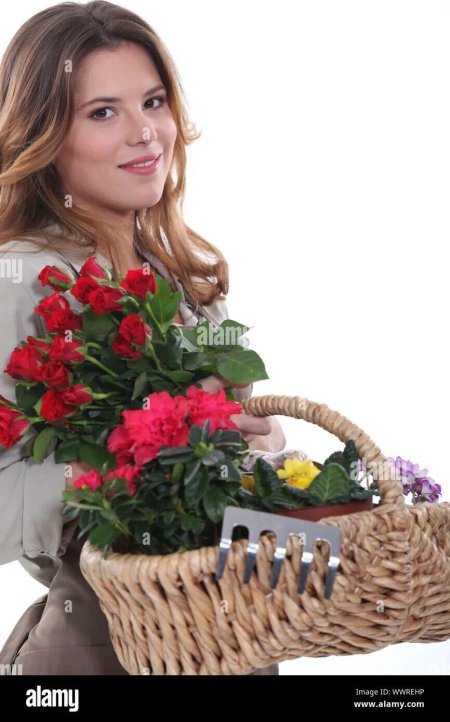 Фотосессия с корзиной цветов