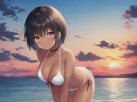 Сиськи в купальнике аниме