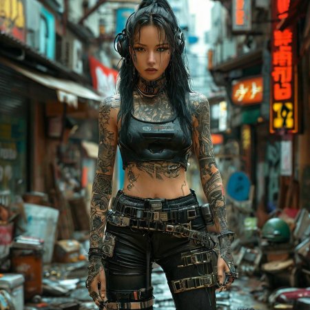 Девушка в стиле киберпанк