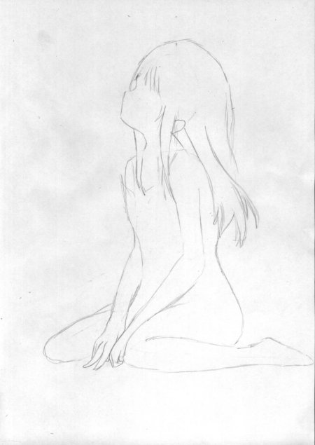 Девушка сидит рисунок