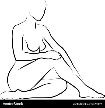 Девушка сидит контур