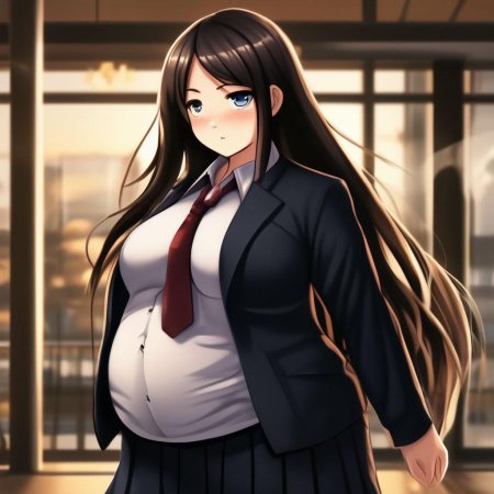 Аниме девушка с большим животом