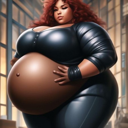 Толстая девушка с огромным животом