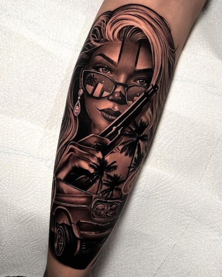 Стиль чикано тату для девушек