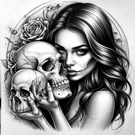 Эскиз тату девушка